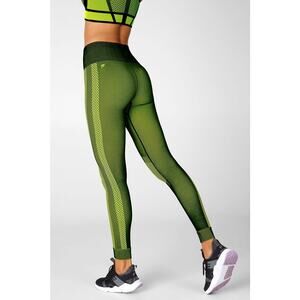 Fabletics High Waisted Seamless Check Legging Black Green XS NWT